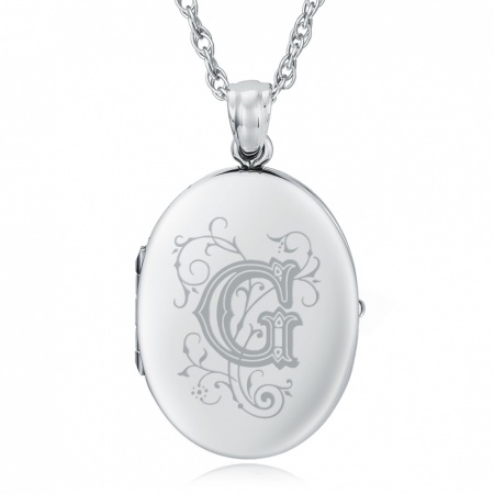 Initial/Letter G Sterling Silver 2 Photo Locket (can be personalised)